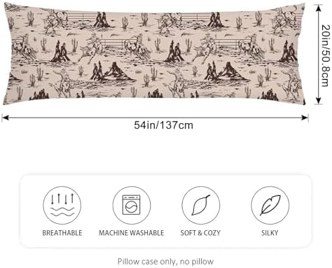 Cowboy Body Pillow Cover 20x54 Long Pillow Case Protector - Image 2