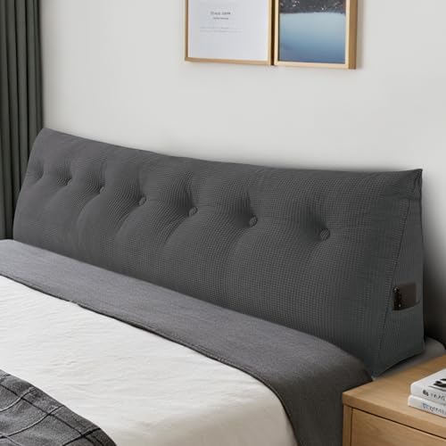 Headboard Pillow King, Wall Backrest Wedge Pillow Headboard, Dark Gray by huateanhome