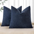 MIULEE Textured Chenille Throw Pillow Covers 20x20 Inch Dark Blue by MIULEE
