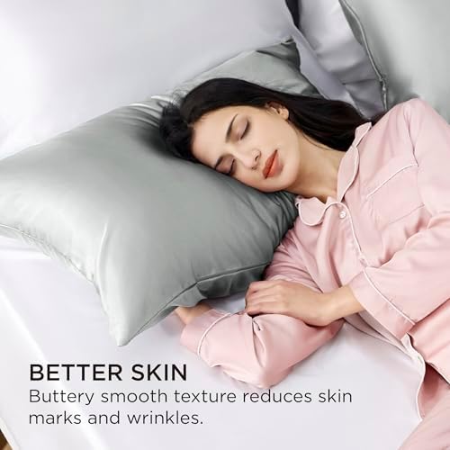 Bedsure Satin Pillowcase with Zipper, Similar to Silk Pillow Cases 2 Pack - Image 5