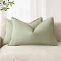 Foindtower Decorative Linen Lumbar Throw Pillow Covers 12x20 Light Green by Foindtower