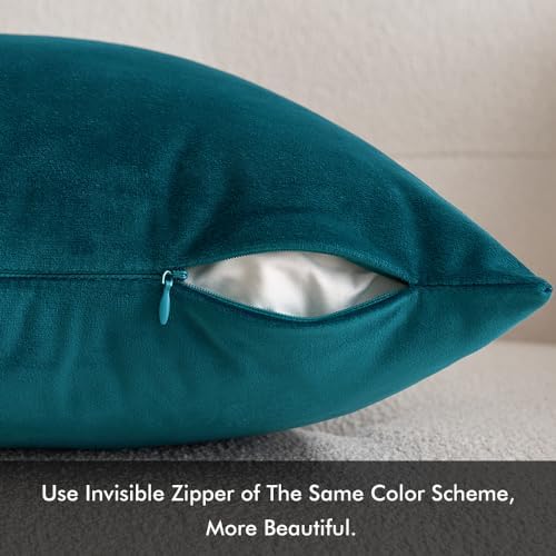 MIULEE Velvet Throw Pillow Covers 18x18 Inch Pack of 2 Teal - Image 3