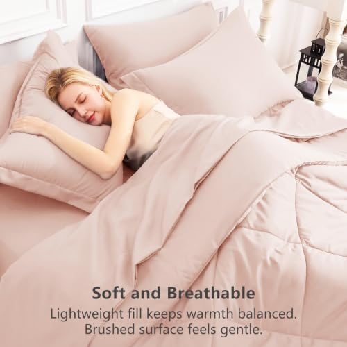 CozyLux Twin Comforter Set 68"x88" Blush Pink - Image 4