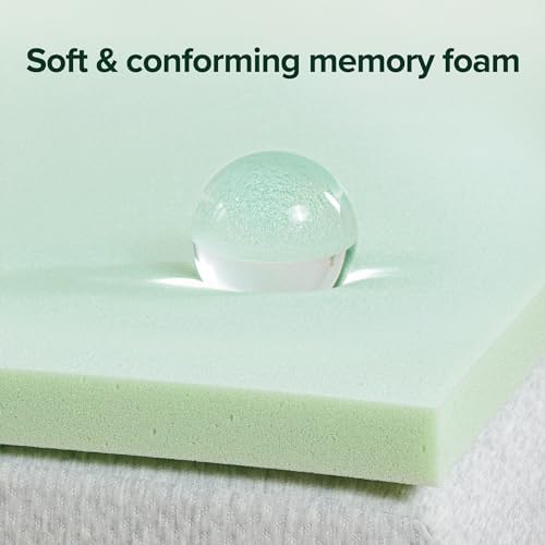 ZINUS 1.5 Inch Green Tea Memory Foam Mattress Topper, Dorm Bedding, - Image 3