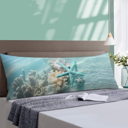 Nautical Coastal Body Pillow Cover Blue Pillowcase - Image 4