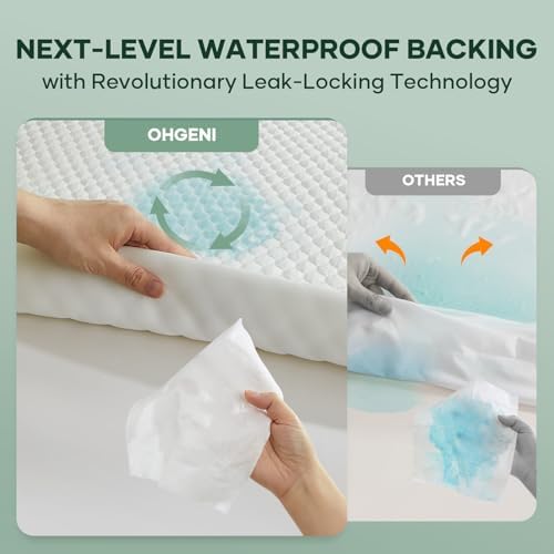 OhGeni 100% Waterproof Mattress Protector, California King Bamboo Viscose Top - Image 3
