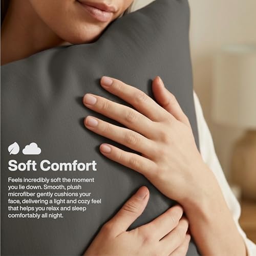 QUEENSBAY Queen Pillow Cases Set of 2, Microfiber Cooling Pillowcases, Soft - Image 6