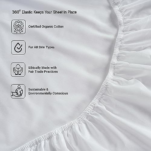 LANE LINEN Queen Sheets 100% Organic Cotton 8pc Percale Cooling - Image 6