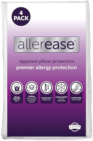 AllerEase Premier Zipper Pillow Protector Standard/Queen 4Pack by AllerEase