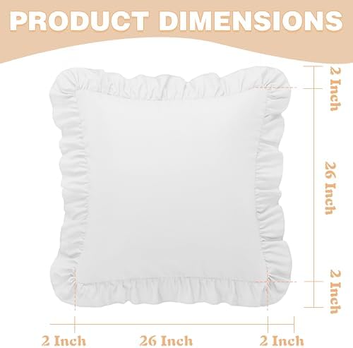KKJIAF 2 Pack Ruffle Pillow Cases 26x26 Inches - Image 3