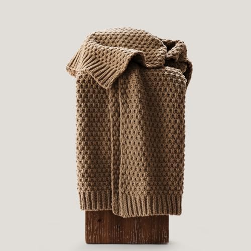 EVERGRACEHOME Chunky Chenille Knit Throw Blanket, 50 x 60, Camel Brown - Image 6