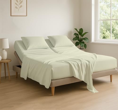 4 Piece Flex Head King Sheet Set 34" Top, 100% Egyptian Cotton by COTTINGON