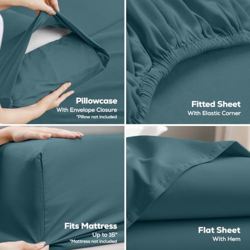 Queen Sheets Set, 4 Pieces 16" Deep Pocket Hotel Luxury Sheets - Image 3