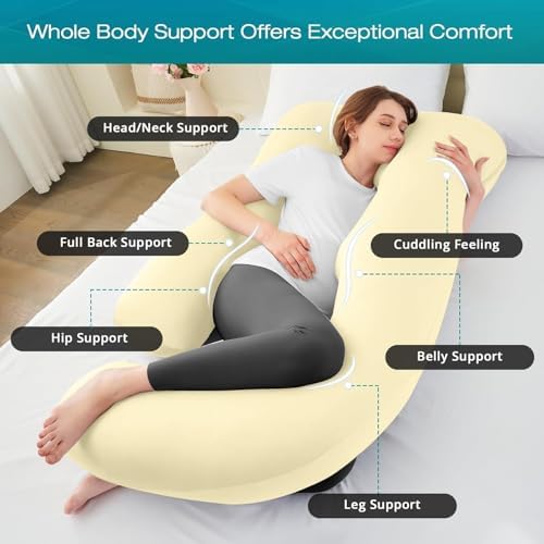 Cooling Pregnancy Pillows for Sleeping, Light Yellow - Image 2