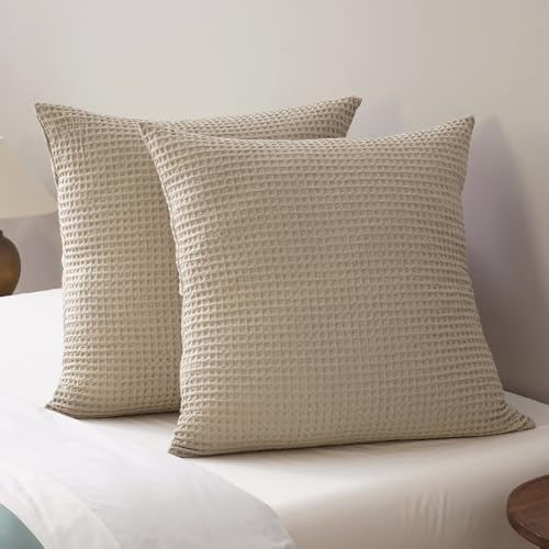 PHF Ultra Soft Waffle Weave Euro Shams 26" x 26", No Insert by PHF