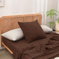 BESTOUCH Washed Cotton Pillowcases Linen Feel Cocoa Brown Euro by BESTOUCH