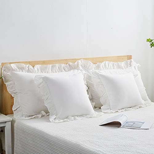 Mywinlle Off White Ruffle Decorative Throw Pillow Covers 18"x18" - Image 7