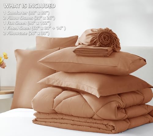 CozyLux Queen Comforter Set 88"x88" Pumpkin - Image 6