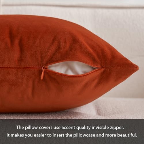 MIULEE 12x20 Inch Lumbar Fall Velvet Pillow Cover Set of 1 Burnt Orange - Image 3