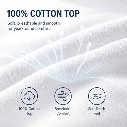 CozyLux Queen Mattress Pad, Cotton Top, 450 GSM Down Alternative Fill - Image 4