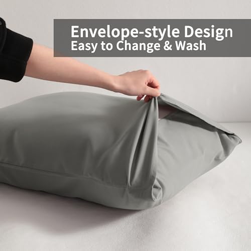 Standard Pillow Cases, 2 Pack, 20x26 in, Microfiber, Smoke Grey - Image 4