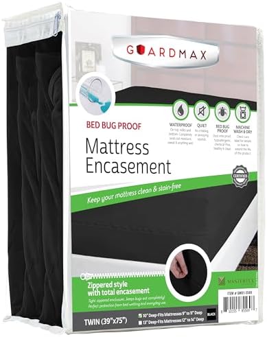 Guardmax Twin Mattress Protector Zippered, Bed Bug Mattress Cover by Guardmax