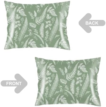 Satin Pillowcase for Hair and Skin, Sage Green Throw Pillow Cover 20"x26" Silk - Image 3