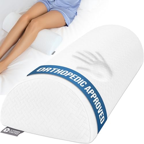 5 STARS UNITED Knee Pillow for Back Sleeping – Half Moon Bolster Pillow for Legs by 5STARSUNITED