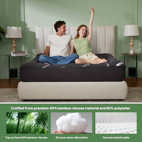 BEDLORE King Mattress Topper, Thick Pillow Top Mattress Pad - Image 3