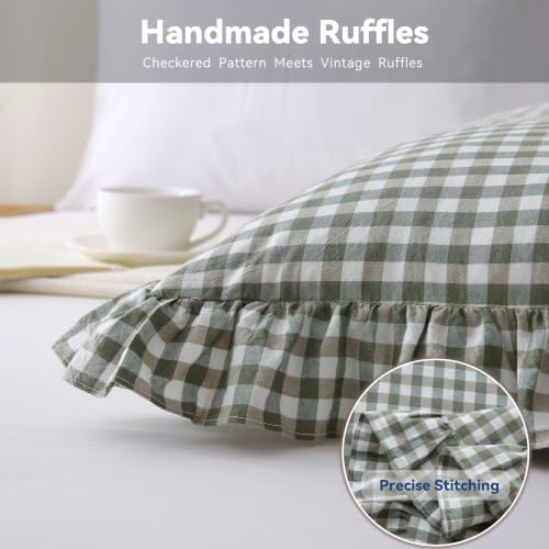 Gingham Lumbar Pillow Cover, Sage Green, 36x14 Inch, 1 Pack - Image 5