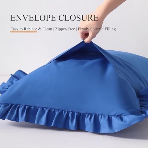 Ruffled Standard Pillow Shams, 2 Pack, 20x26 Inches, Royal Blue - Image 6