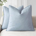 Foindtower Linen Solid Decorative Throw Pillow Covers 20x20 Inch Sky Blue by Foindtower