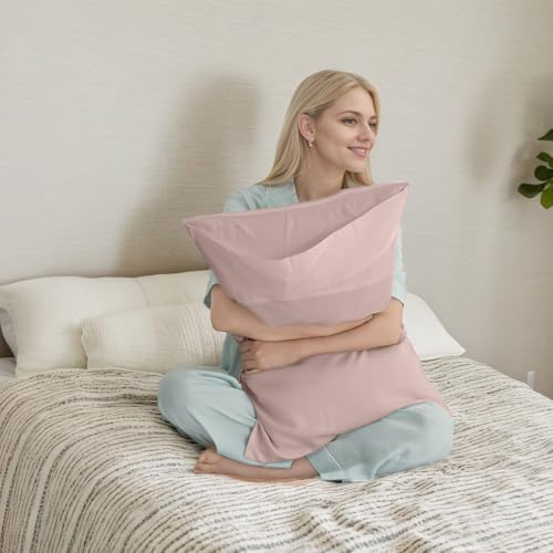 TELUS Pink Pillow Cases King Size 2 Pack, Bamboo Rayon Cooling Pillowcases - Image 2