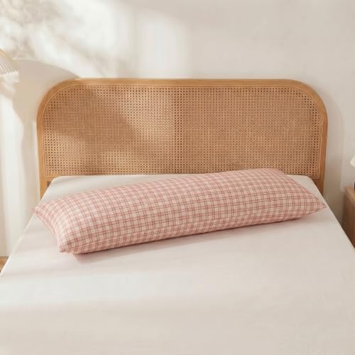 Merryword 100% Cotton Body Pillow Cover, 20 x 54, Washed Cotton Pastel Pink - Image 3