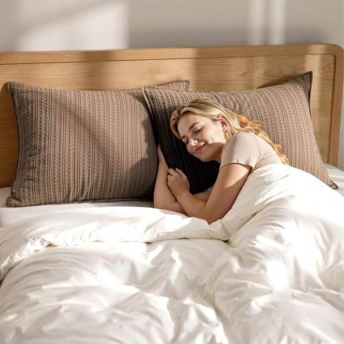 Waffle Pillow Shams Standard Size 20x26 Brown 2 Pack No Insert - Image 4
