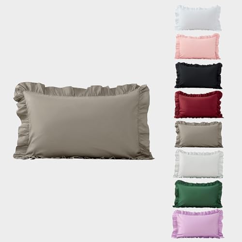 Ruffle Pillow Case Queen Size Set of 2, Dark Gray - Image 5
