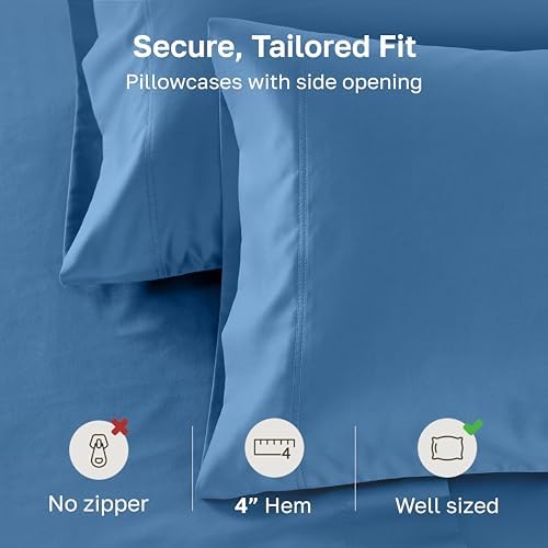 California Design Den 600 TC Set of 2 King Pillowcases, Parisian Blue - Image 4