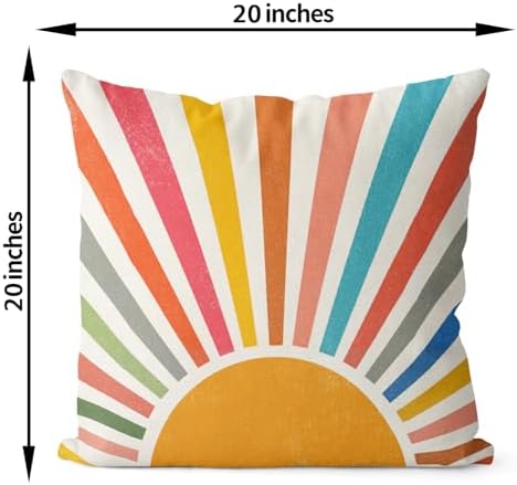 Summer Pillow Covers 20x20 Set of 2 Colorful Stripes Yellow Sunshine Throw - Image 2
