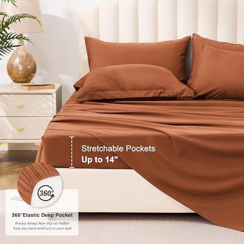 Love's cabin Twin XL Comforter Set Burnt Orange, 5 Pieces Twin XL Bed in a Bag - Image 6