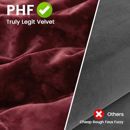 PHF Truly Velvet Pillowcases Standard Size 20" x 26", Wine Red, No Insert - Image 6