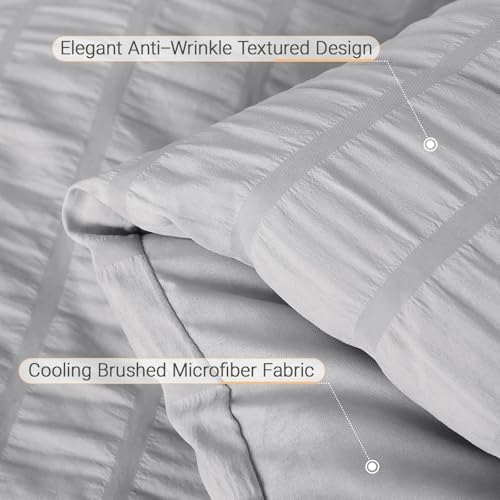 MUXHOMO 7 Pieces King Comforter Set, Seersucker Bed in a Bag King Size - Image 6
