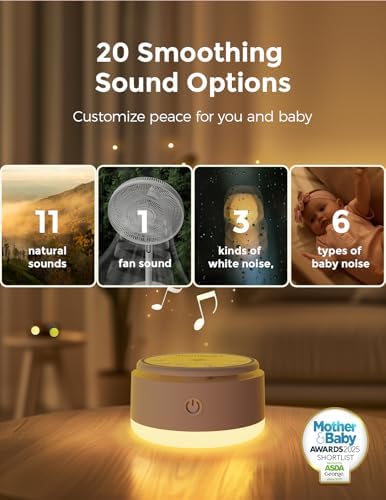 Momcozy Sound Machine for Baby-20 Soothing Sounds & Touch Warm Light Portable - Image 3