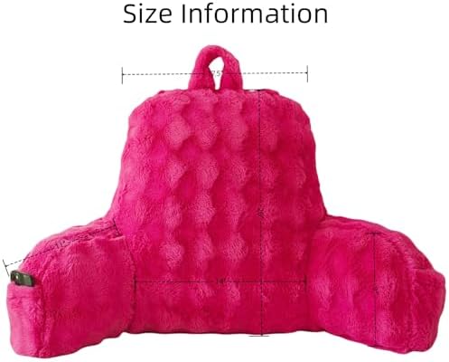 Faux Fur Reading Pillow for Sitting in Bed, Large Backrest Bed Pillow - Image 2