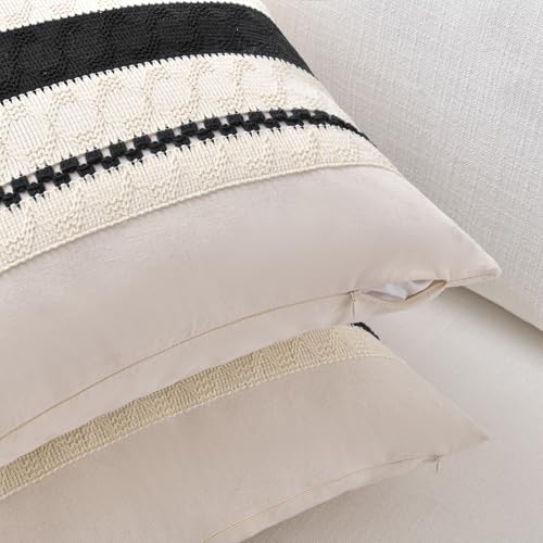 Fancy Homi Set of 1 Boho Black Decorative Throw Pillow Cover 22x22 Inch - Image 3
