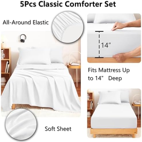 CozyLux Twin Comforter Set 68"x88" White - Image 5