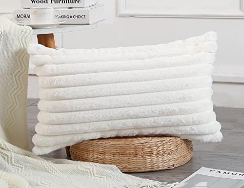 PANOD Faux Fur Decorative Lumbar Throw Pillow Covers 14 x 26, Long Boho Lumbar - Image 3