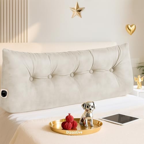 Headboard Pillow Twin, Triangular Bed Wedge Backrest Reading Pillow Cushion by Dizaolive
