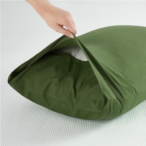 Dark Olive Green Standard Size Pillow Cases Set of 2 - Image 4