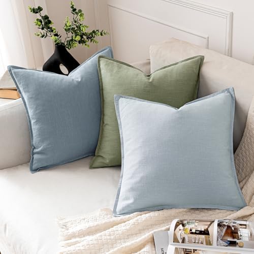 MIULEE Decorative Linen Euro Sham Pillow Covers 22x22 Inch Sage Green - Image 4