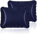 Homiest Navy Blue Ruffle Satin Pillowcase Set of 2 by Homiest